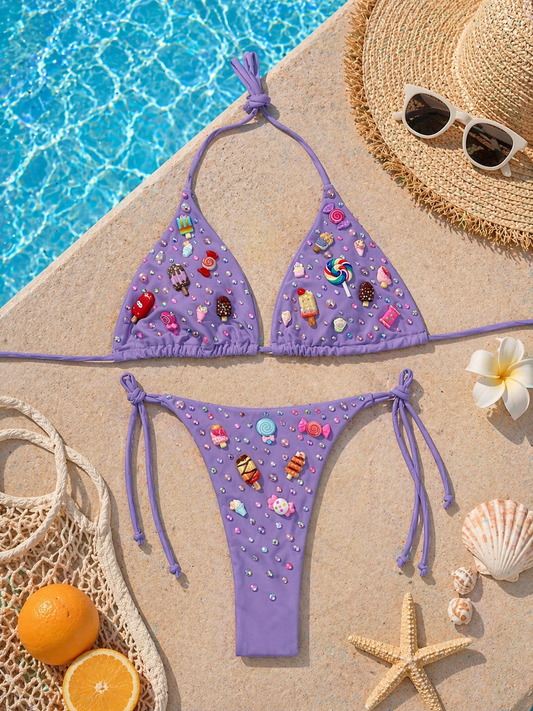 Purpule Candy Charm Bikini Set