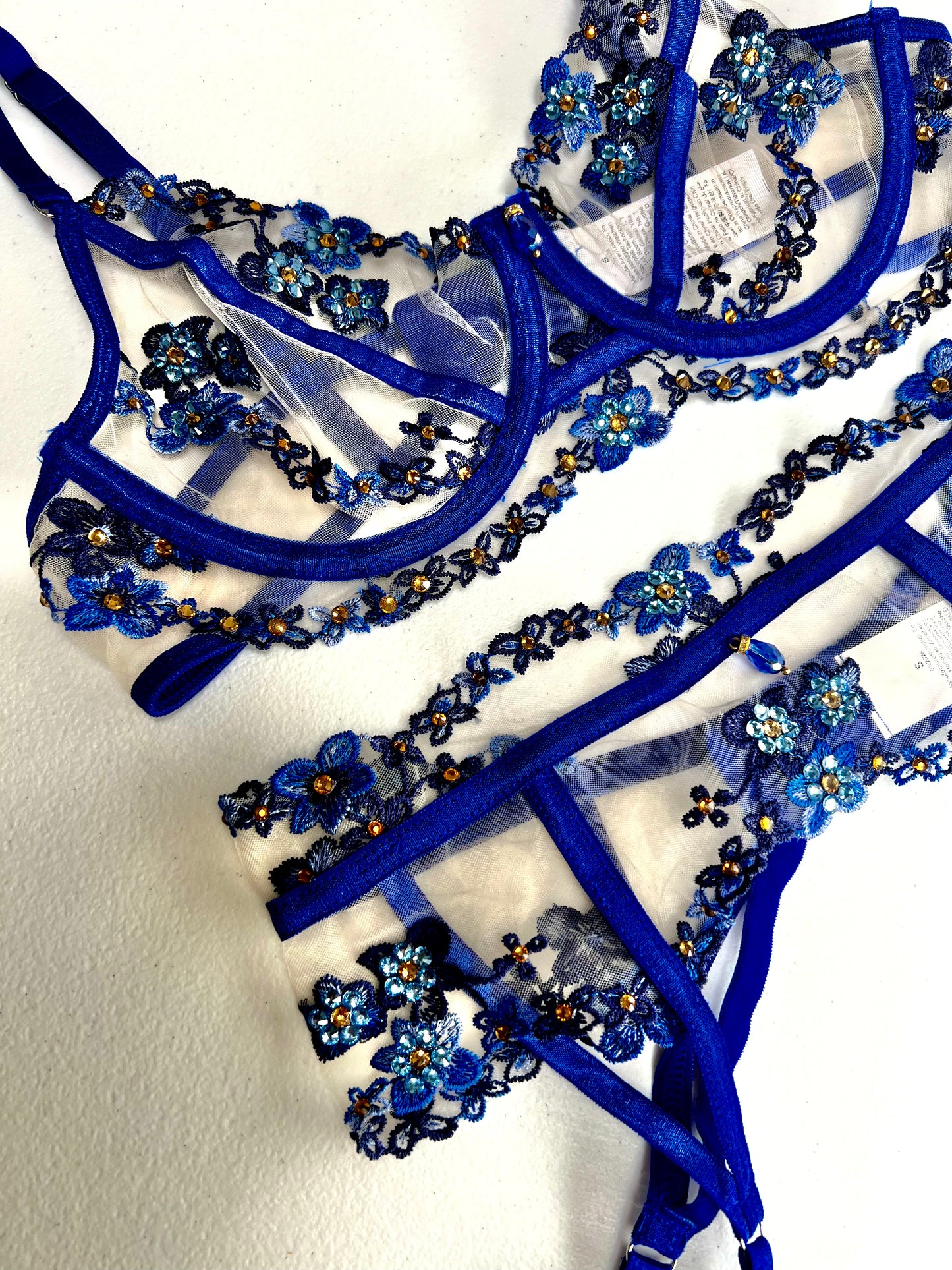 Royal Blue Rhinestone Lingerie set