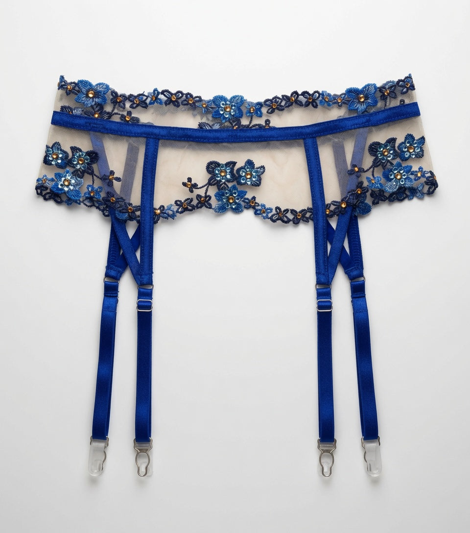 Royal Blue Rhinestone Lingerie set
