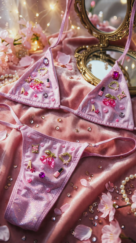 Cherry Blush Set 🍒✨
For when you want to feel like a full princess…
Soft sparkling pink, shiny cherries, and the cutest little details 💕